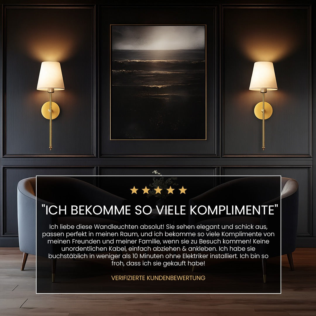 DRAHTLOSE WANDLEUCHTE (2ER-SET + 2 GLÜHBIRNEN ENTHALTEN)