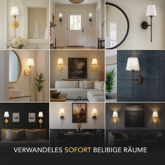 DRAHTLOSE WANDLEUCHTE (2ER-SET + 2 GLÜHBIRNEN ENTHALTEN)