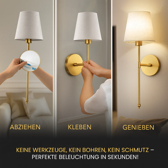 DRAHTLOSE WANDLEUCHTE (2ER-SET + 2 GLÜHBIRNEN ENTHALTEN)