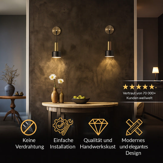 GLOWDROP DRAHTLOSE WANDLEUCHTEN (2ER-SET + 2 GLÜHBIRNEN GRATIS)