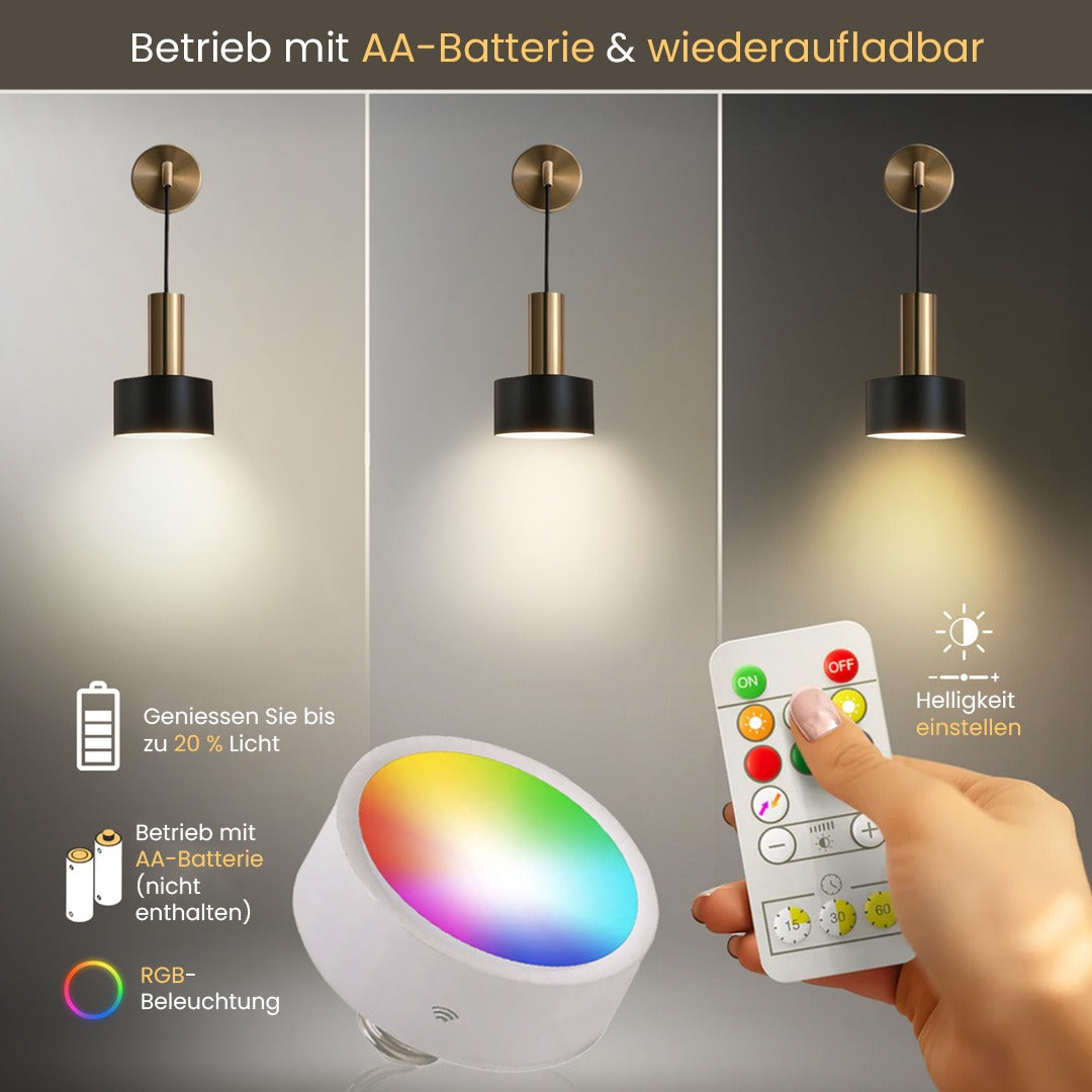 GLOWDROP DRAHTLOSE WANDLEUCHTEN (2ER-SET + 2 GLÜHBIRNEN GRATIS)