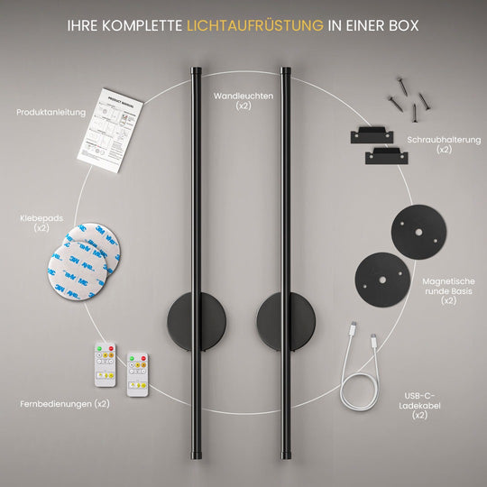 MODERNE WANDLEUCHTEN OHNE KABEL (2ER-SET)