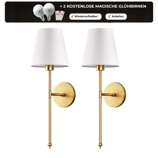 DRAHTLOSE WANDLEUCHTE (2ER-SET + 2 GLÜHBIRNEN ENTHALTEN)